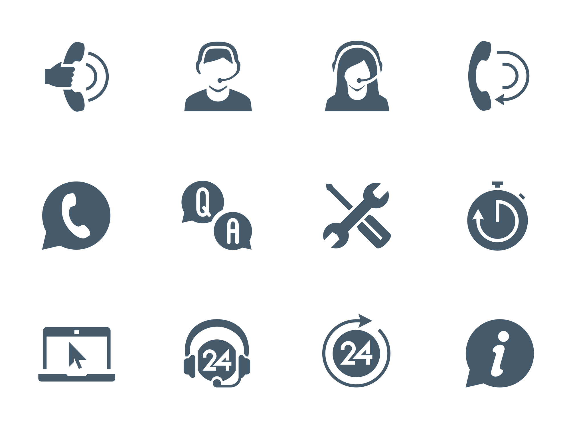 Service icons for industries benefiting from answering services
